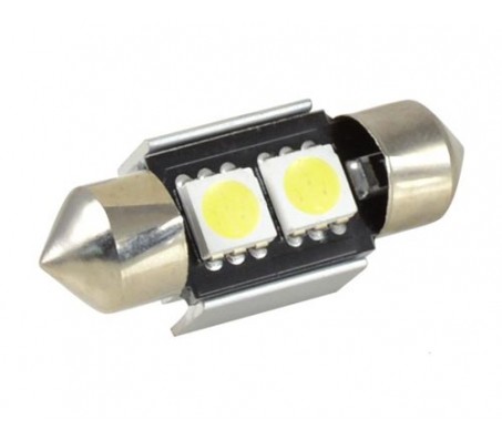 12V SV8.5 31mm 5050 2SMD lempa auto LED balta
