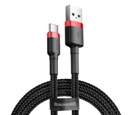 CATKLF-B91 kabelis USB2.0 A kištukas-USB C kištukas 1m QC3.0 su nailoniniu šarvu raudonas/juodas Baseus