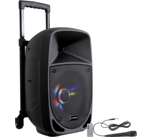 PARTY-8LED nešiojama garso sistema su akumuliatoriumi ir šv. efektu,  Bluetooth/USB/FM, 8''/20cm,